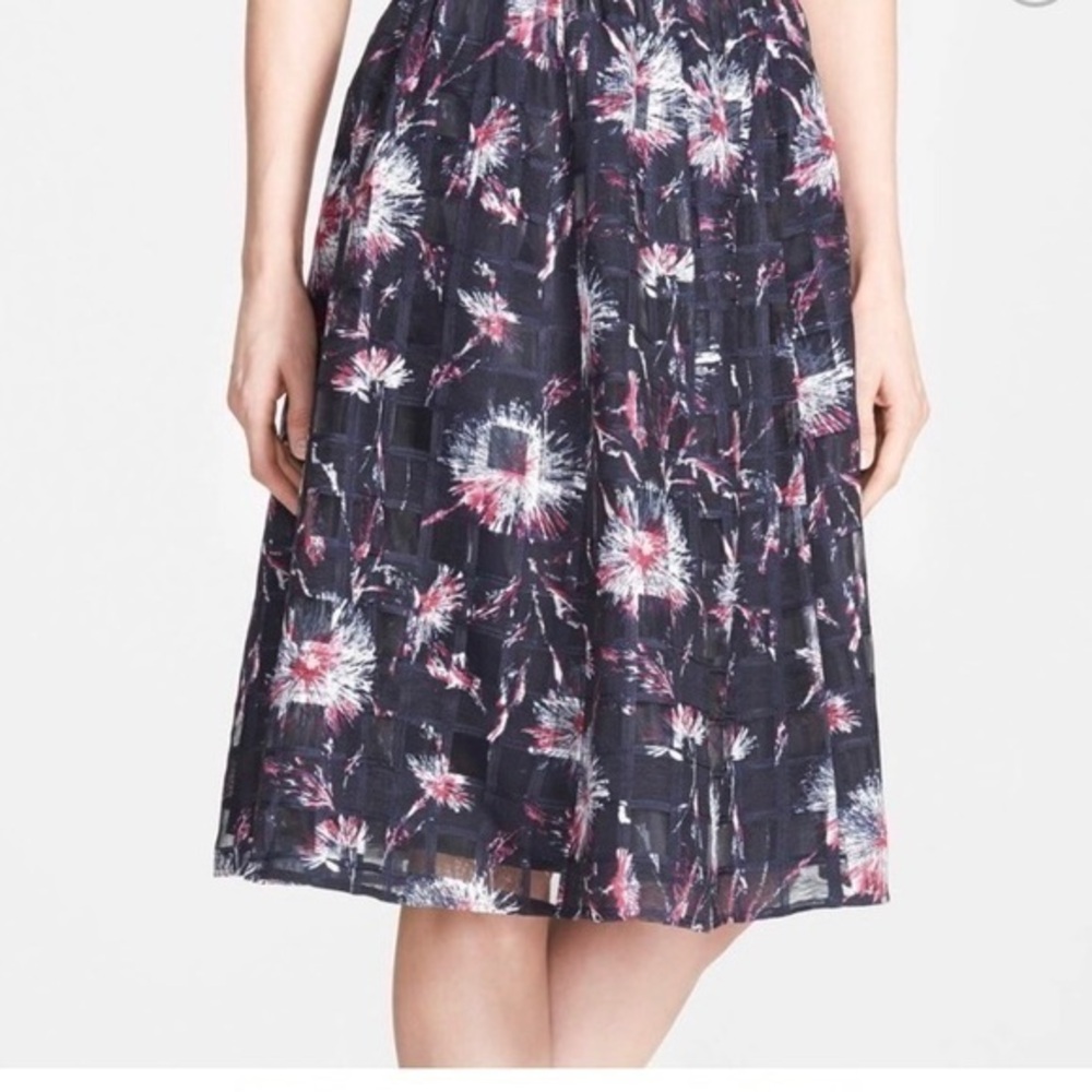 HALOGEN Floral & Check Overlay Full Midi Skirt Size :12